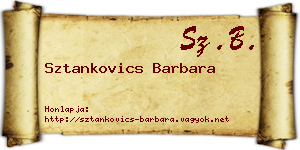Sztankovics Barbara névjegykártya